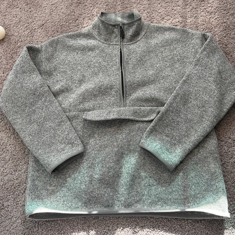 J Crew Vintage Fleece 1/2 Zip Gray Women’s High Neck w Pocket w Zipper Size S